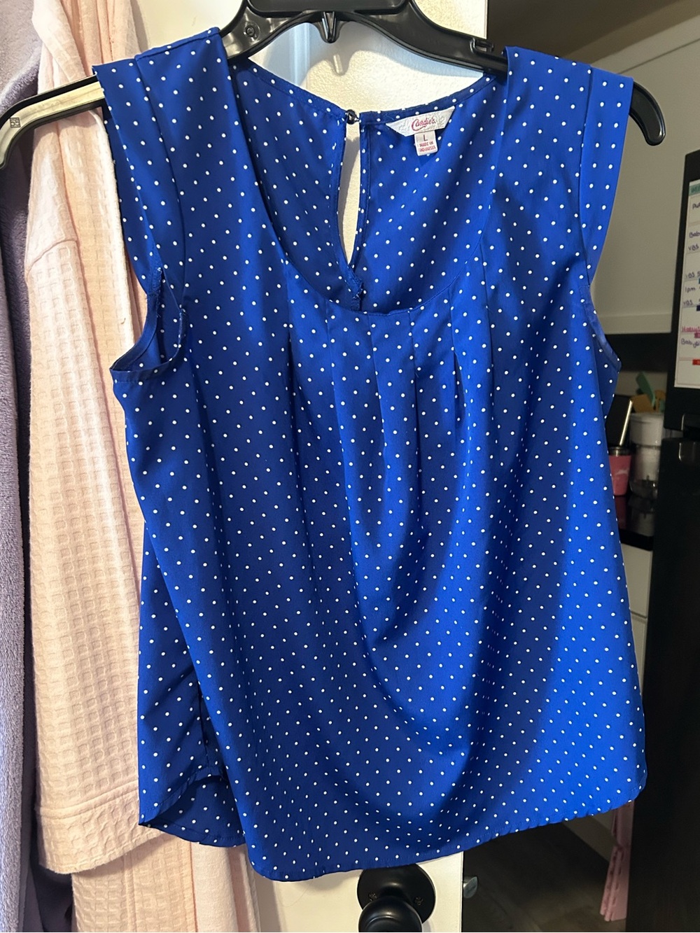 Candie's Royal Blue Polka Dot Sleeveless Blouse